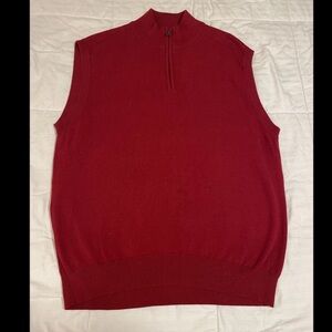F/X Fusion Men's XXL Red Sweater Vest 1/4 Zip Cotton Blend EUC Golf Classic Dad